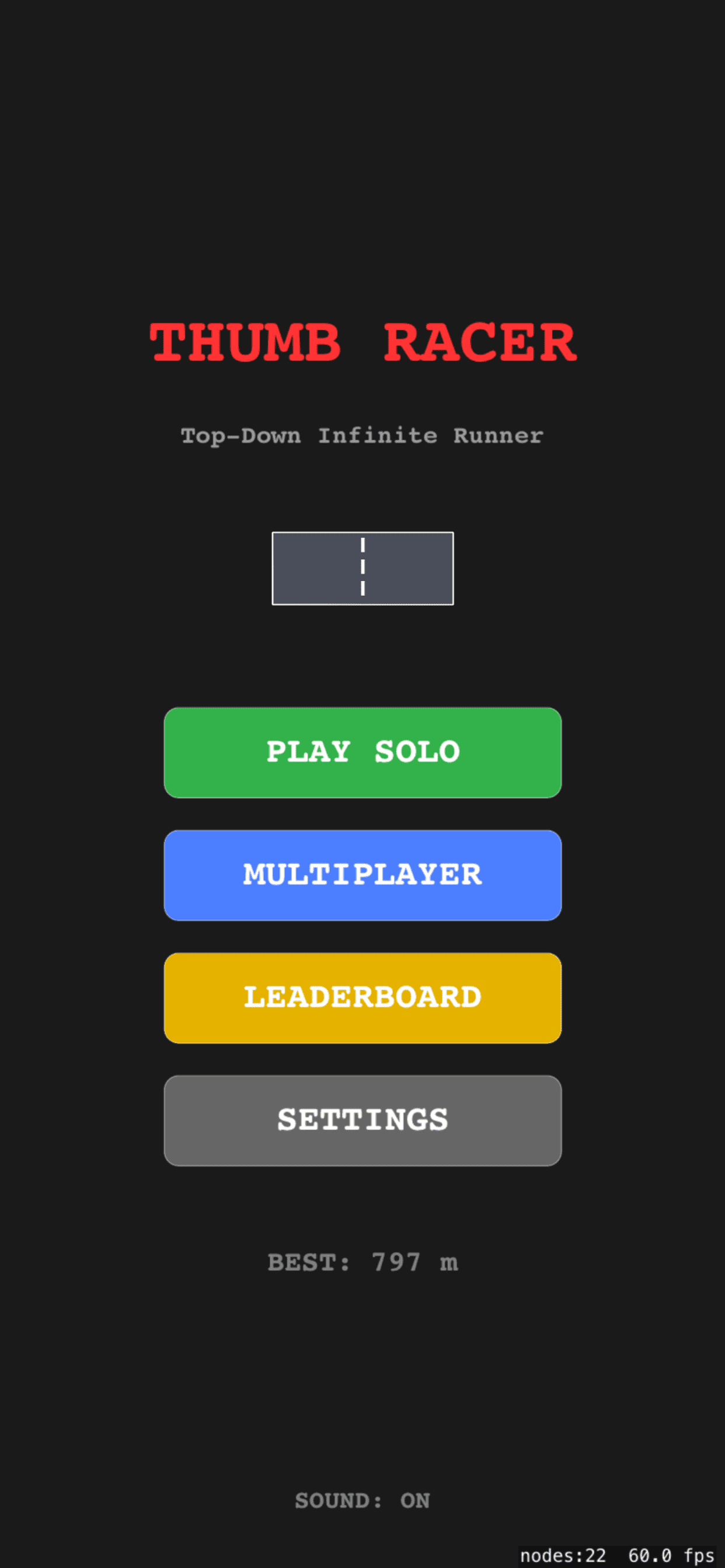 Thumb Racer — Menu principal